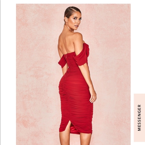 House of CB Dresses Wine Ruched Draped Chiffon Dress Poshmark